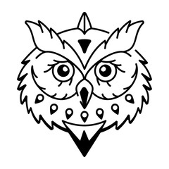 A doodle style icon of owl tattoo