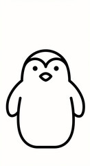Penguin Line Drawing Simple Black and White Illustration