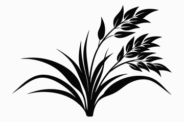 rice plant silhouette line art vector illustration