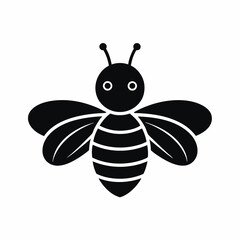 Honey bee mascot character icon vector silhouette illustration on white background