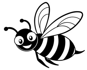 Honey bee mascot character vector silhouette illustration on white background