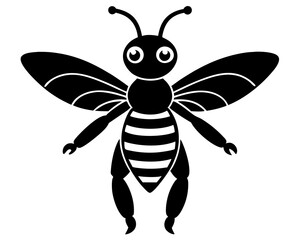 Honey bee mascot character vector silhouette illustration on white background