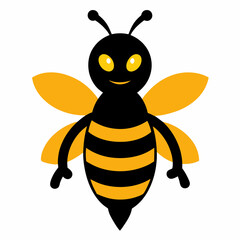 Honey bee mascot character vector silhouette illustration on white background