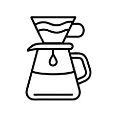 Pour over coffee maker vector illustration for coffee brewing guide and equipment design element