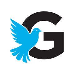 Initial Pigeon Logo combine with letter G vector template	