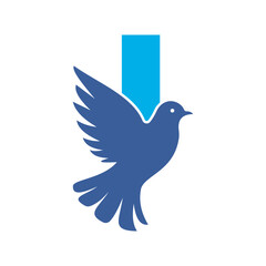 Initial Pigeon Logo combine with letter I vector template	