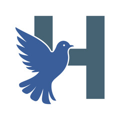 Initial Pigeon Logo combine with letter H vector template	