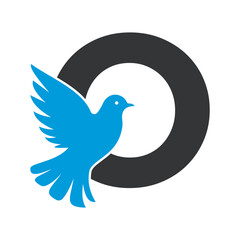 Initial Pigeon Logo combine with letter O vector template	