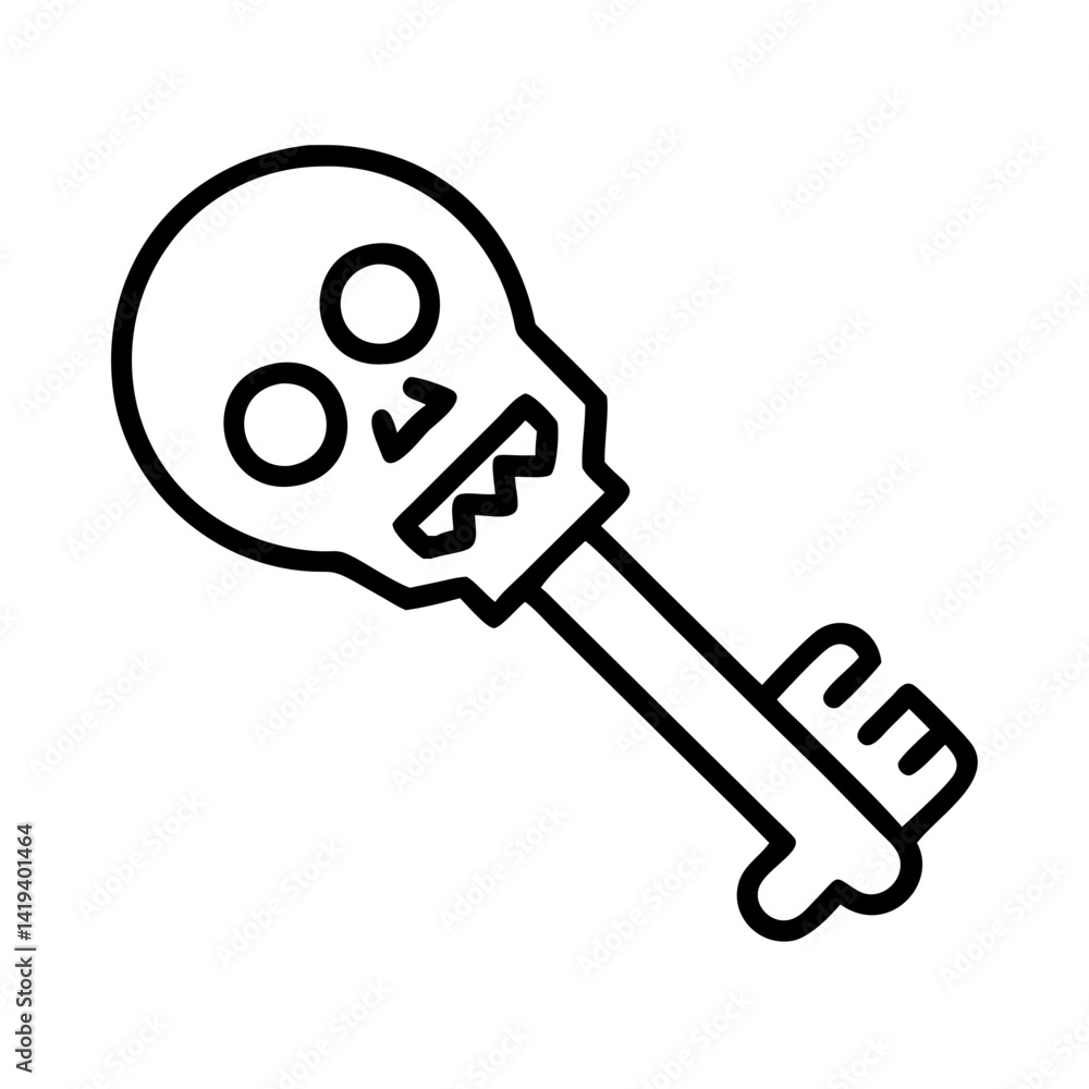 Poster skull key vector illustration: unlock the mystery with this skeleton key graphic design element