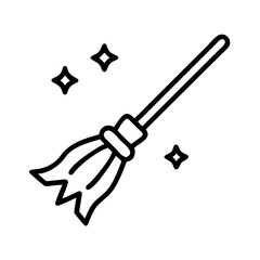 Broom cleaning vector icon illustration for halloween spring cleaning and house chores design