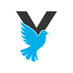 Initial Pigeon Logo combine with letter Y vector template	