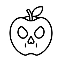 Poison apple skull outline vector illustration for halloween spooky scary design graphic element