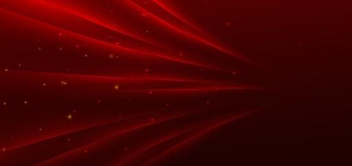 Obraz premium Luxury red background with glowing curve ray elegant. Template award concept.