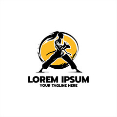 Karate logo design. Karate Martial art Fighter Illustration vector template
