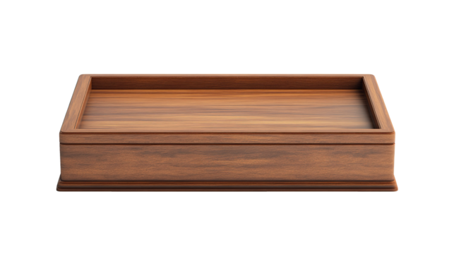 Old brown wooden box container isolated on transparent background. PNG