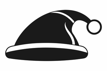 santa s hat silhouette line art vector illustration