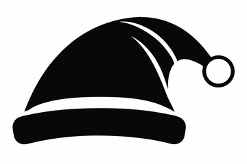 santa s hat silhouette line art vector illustration