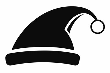 santa s hat silhouette line art vector illustration