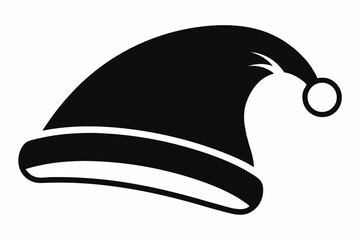 santa s hat silhouette line art vector illustration