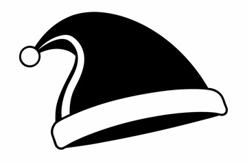 santa s hat silhouette line art vector illustration