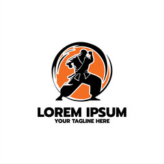Karate logo design. Karate Martial art Fighter Illustration vector template