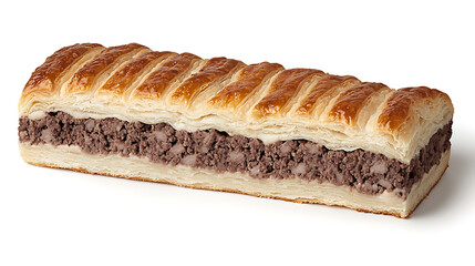 Delicious puff pastry sausage roll isolated on white background for food concepts