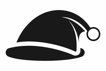 santa s hat silhouette line art vector illustration