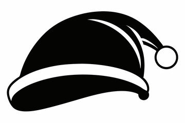 santa s hat silhouette line art vector illustration