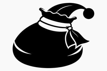 santa s sack silhouette line art vector illustration