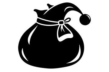 santa s sack silhouette line art vector illustration