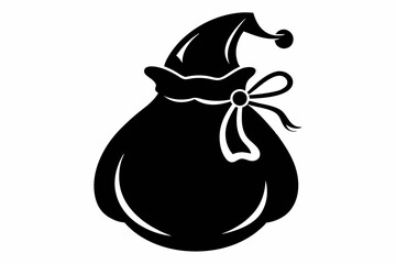 santa s sack silhouette line art vector illustration