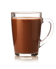 Tasty chocolate milk in glass cup isolated on white
