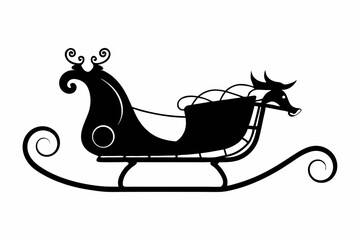 sleigh silhouette line art vector illustration
