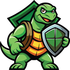 Mascot logo of a wise and thoughtful cartoon turtle wearing a graduation cap, representing knowledge and longevity for an educational institution