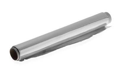 Roll of aluminum foil isolated on white