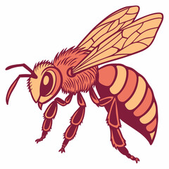 Honey bee insect vector silhouette illustration on white background