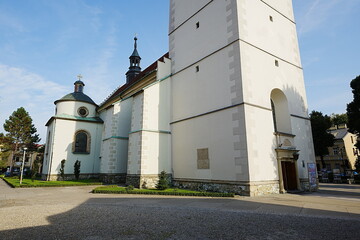 White co-cathedral in European Zywiec city in Poland