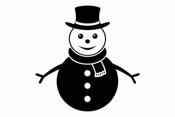 snowman silhouette line art vector illustration