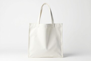 White cotton shopping tote bag with handles, isolated on white , texture, shopping