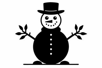 snowman silhouette line art vector illustration