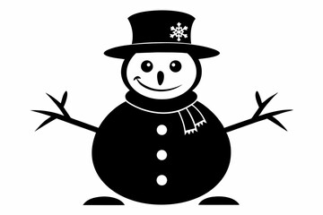 snowman silhouette line art vector illustration