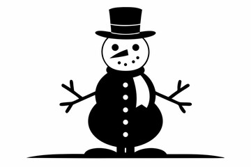 snowman silhouette line art vector illustration