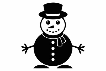 snowman silhouette line art vector illustration