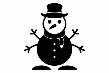 snowman silhouette line art vector illustration