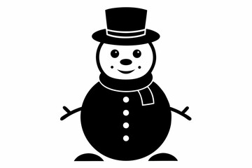 snowman silhouette line art vector illustration