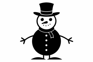 snowman silhouette line art vector illustration