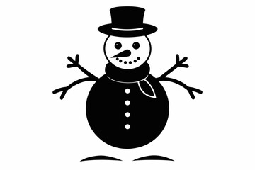 snowman silhouette line art vector illustration