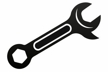 spanner silhouette line art vector illustration