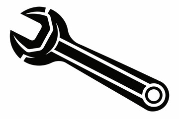 spanner silhouette line art vector illustration
