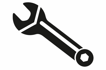 spanner silhouette line art vector illustration